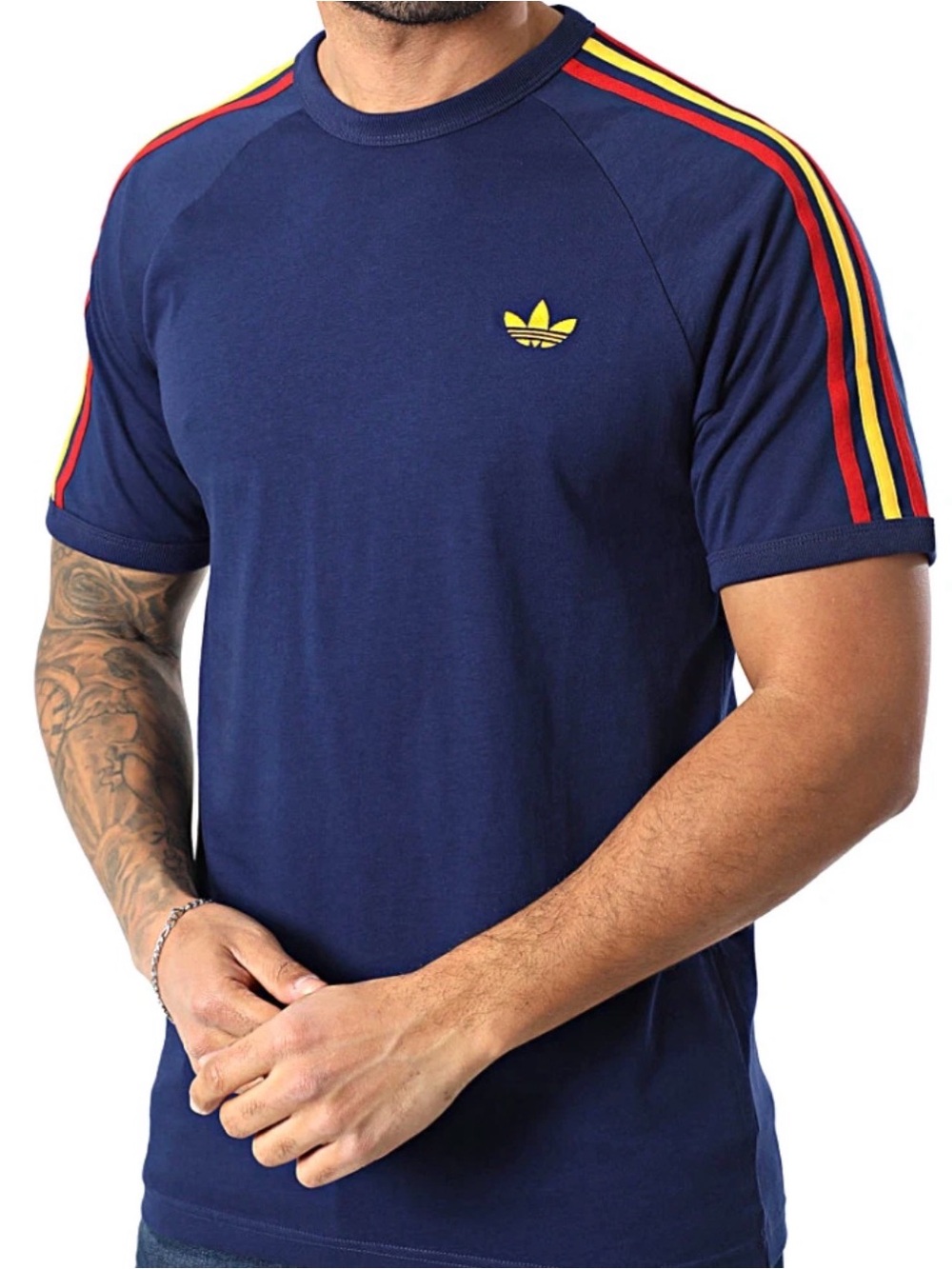 adidas Originals Men’s Adicolor Sport Classics 3-Stripes T-Shirt Navy Sz M NWT